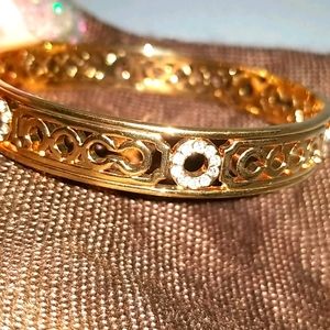 New Gold Coach Bangle with Rhinestones